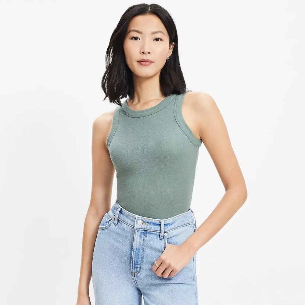 NWT LOFT Perfect Tank Evergreen Haze Green